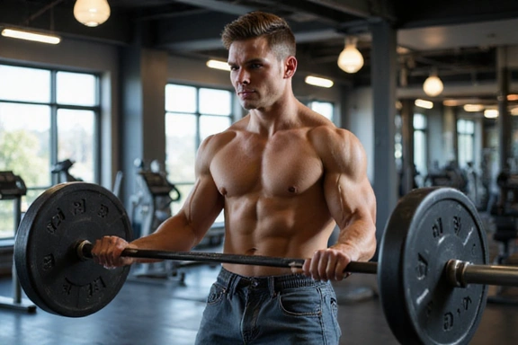 Uomo che solleva pesi in palestra