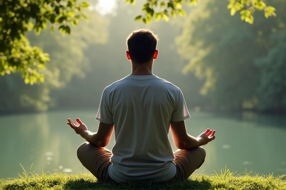 Uomo che medita in un ambiente sereno