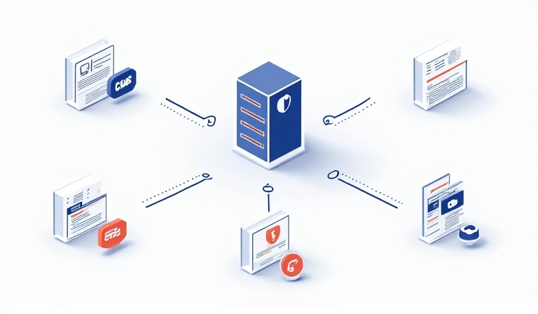Rappresentazione visiva della raccolta dati con icone di privacy e sicurezza