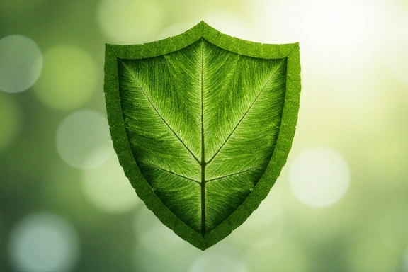 Foglie verdi che simboleggiano la privacy e la natura