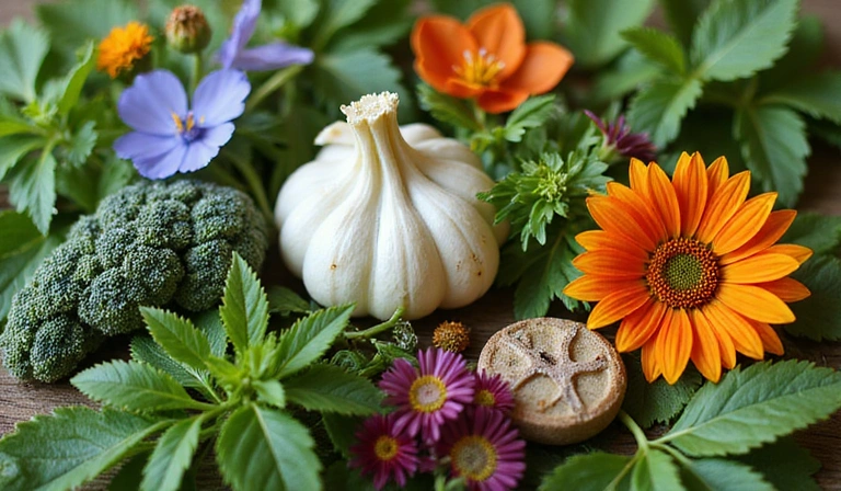 Piante medicinali in primo piano che rappresentano i prodotti HerboPro